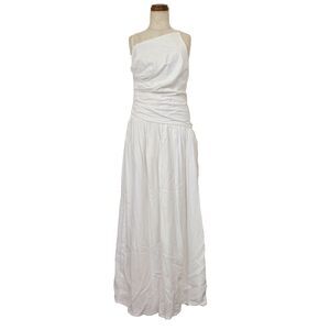 Dress Forum LA White Cotton Linen Blend Maxi Dress Size Med Coastal Strappy NWT